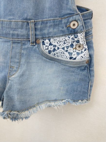 Vintage Superdry Blue Denim Pixie Dungarees Shorts Size XS - Picture 5 of 14